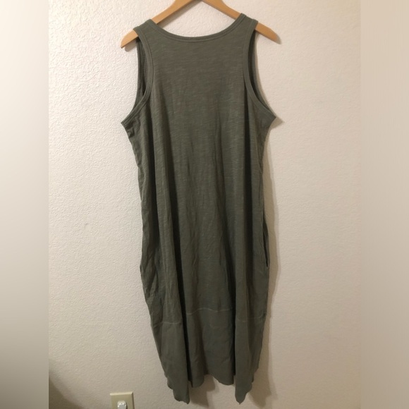 Sundance Summer Tank Top Midi Cotton Dress in Olive Green - Size XL - Picture 6 of 7